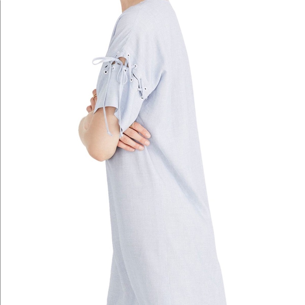 2xHP⚡️NWT⚡️ Madewell stripe lace up shirt dress - Picture 3 of 8